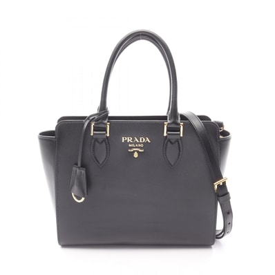 プラダ PRADA SAFFIANO ハンドバッグ バッグ サフィアーノレザー レディース ブラック系 1BA113 【中古】