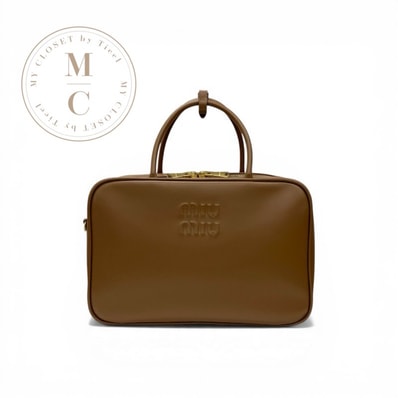 ミュウミュウ MIUMIU ボー ハンドバッグ ブラウン ラージ ショルダーバッグ ロゴ 2way