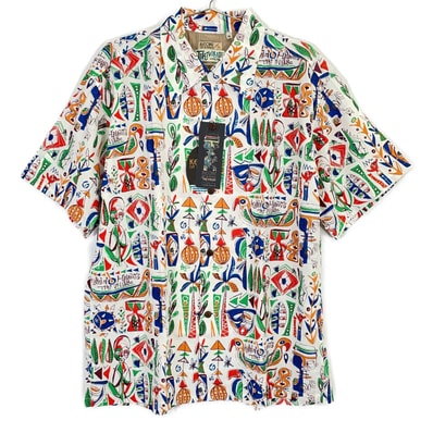 サンサーフ SS37333 カラー105 KEONI OF HAWAII TIKI VILLAGEアロハシャツ XL