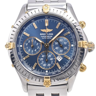 ブライトリング BREITLING B35312 シャドーフライバック SS/K18YG ブルー 自動巻き メンズ 腕時計 O#146957