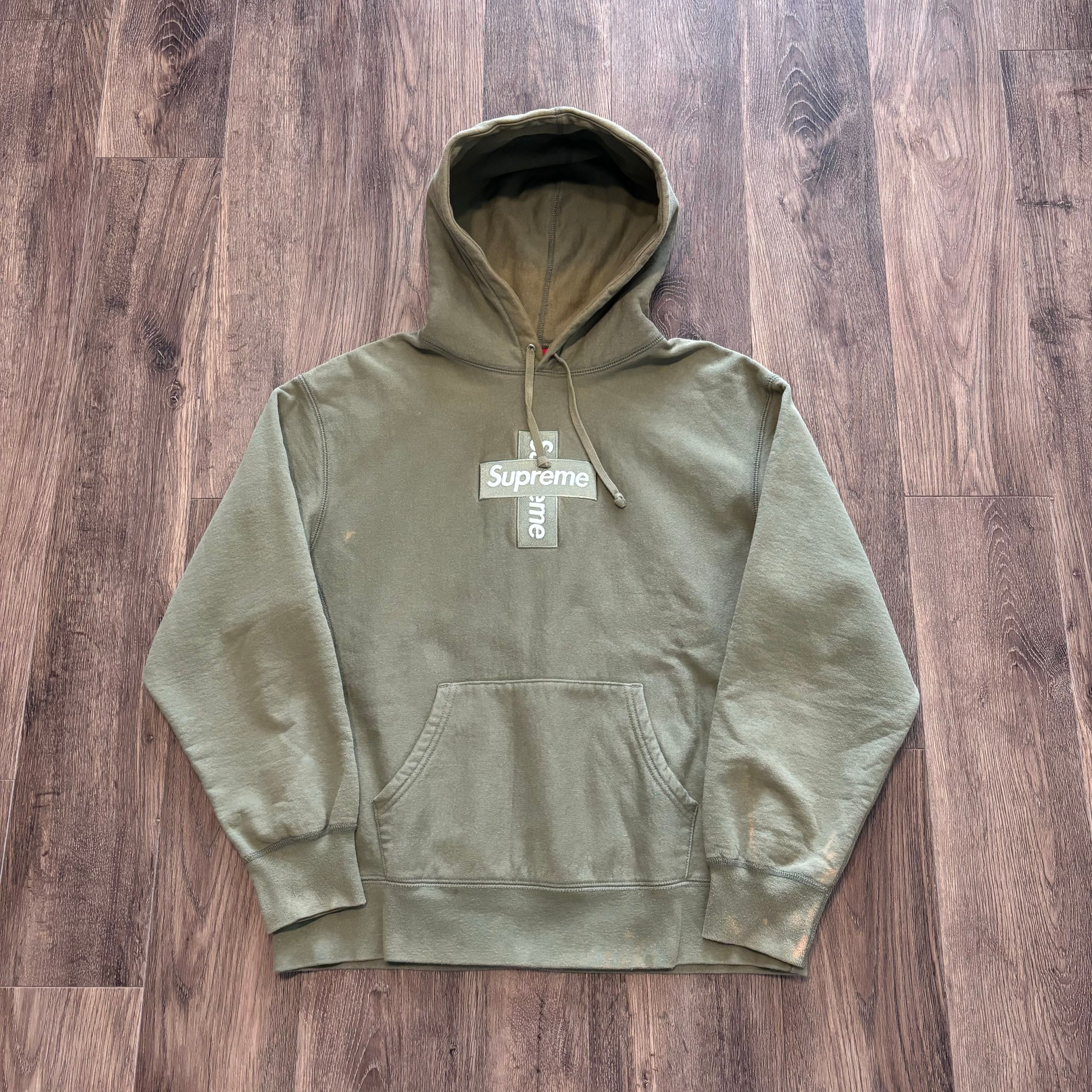 Supreme Cross Box Logo Hooded Sweatshirt "Light Olive"