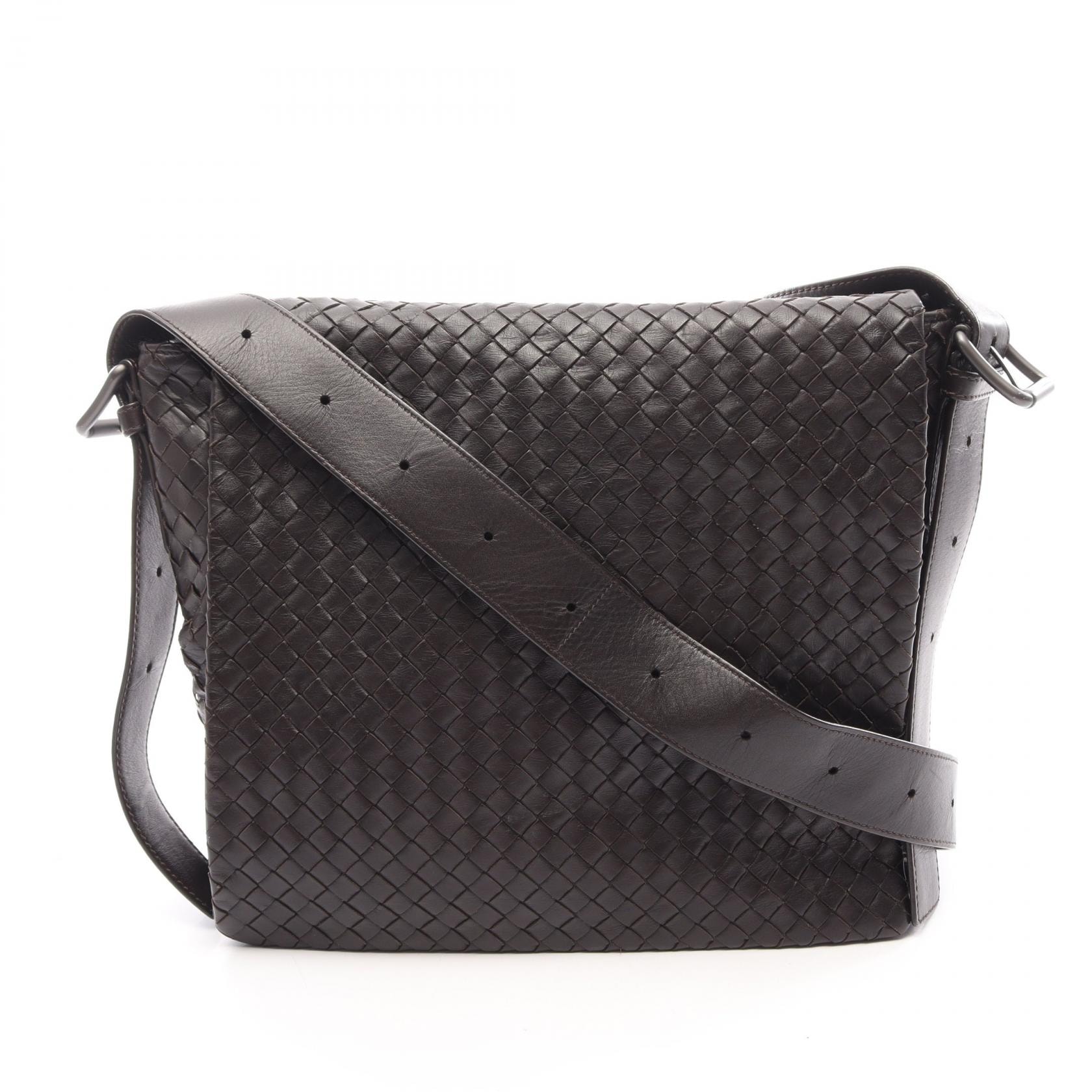 ボッテガヴェネタ BOTTEGA VENETA イントレチャート ショルダーバッグ バッグ レザー メンズ ブラウン系 【中古】