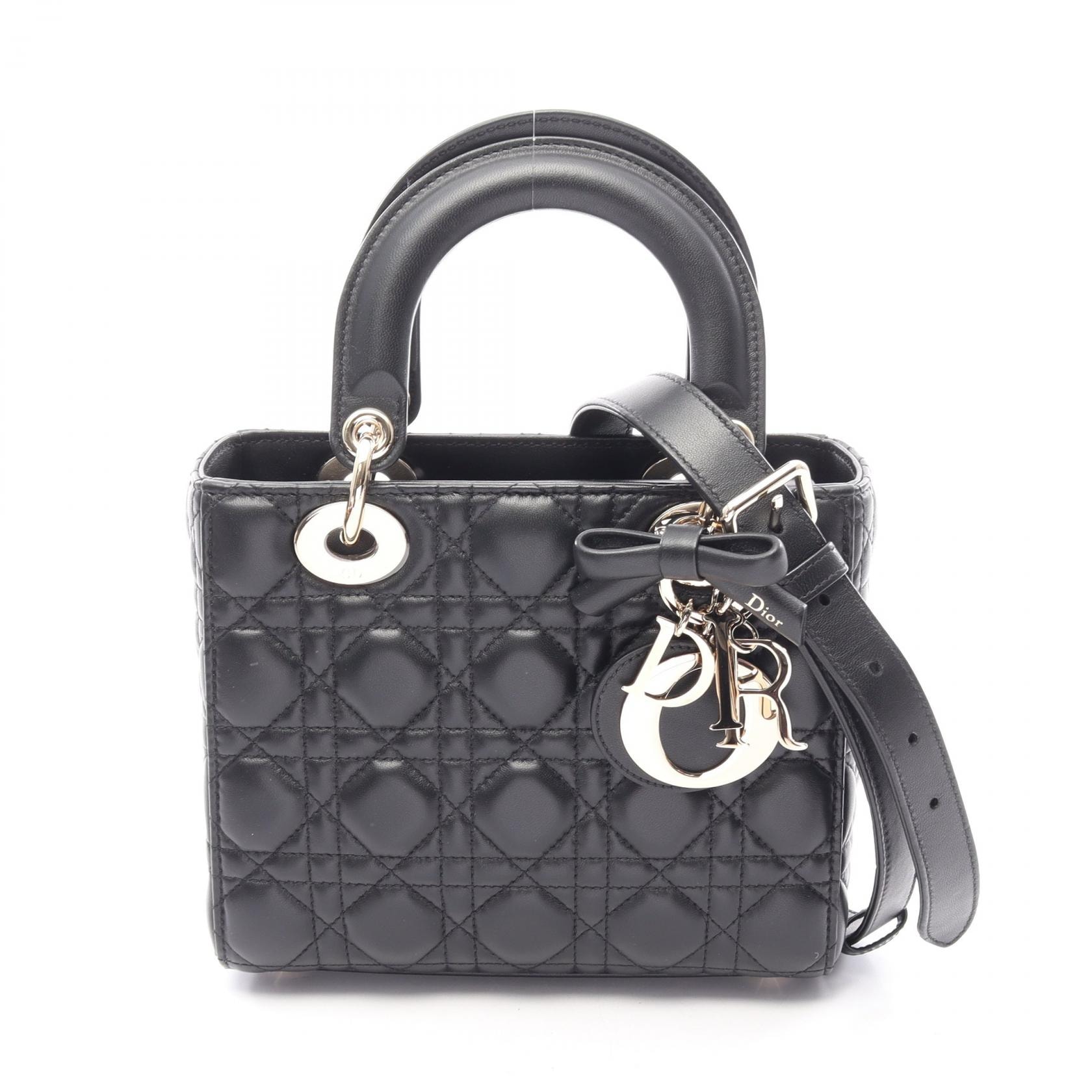 ディオール Dior レディディオール スモール カナージュ 2WAY ハンドバッグ バッグ レザー レディース ブラック系 M0531OUQA_M900 【中古】