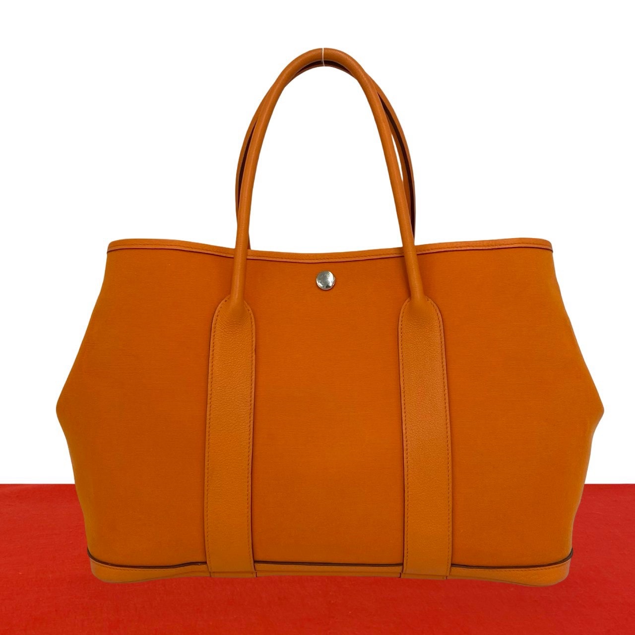 HERMES エルメス ガーデンパーティー MM トワルオフィシエ ブッフル ハンドバッグ オレンジ
65249