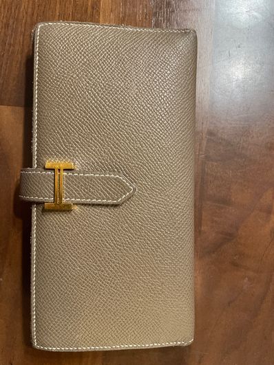 Hermes Bearn Soufflet Epsom "Etoupe/Gold"