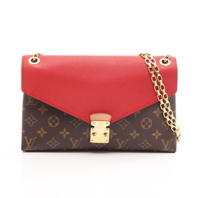 ルイ・ヴィトン LOUIS VUITTON パラスチェーン モノグラム スリーズ ショルダーバッグ バッグ PVCコーティングキャンバス レザー レッド レディース ブラウン系 / レッド系 M41201 【中古】