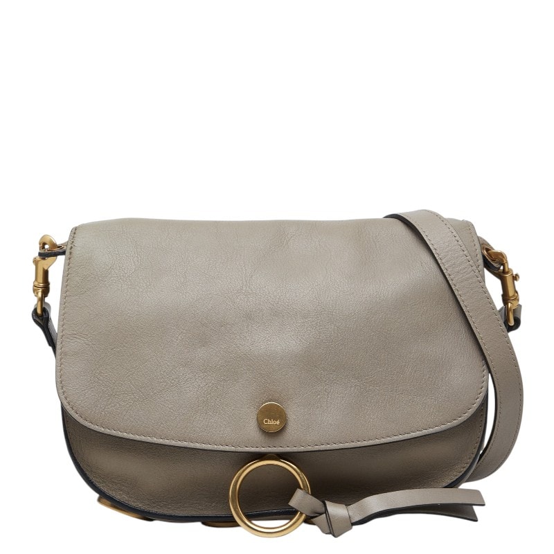 クロエ 斜め掛け ショルダーバッグ グレージュ ゴールド レザー レディース Chloe 【中古】
