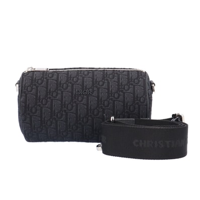 クリスチャンディオール ミニローラーメッセンジャーバッグ ショルダーバッグ キャンバス ブラック ユニセックス Christian Dior 中古