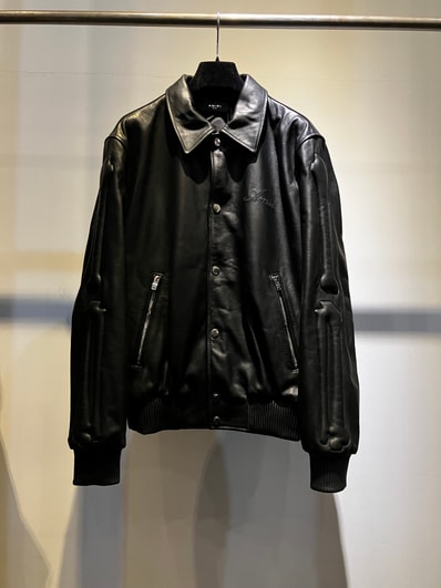 AMIRI アミリ LEATHER BONES VARSITY JACKET SIZE 48