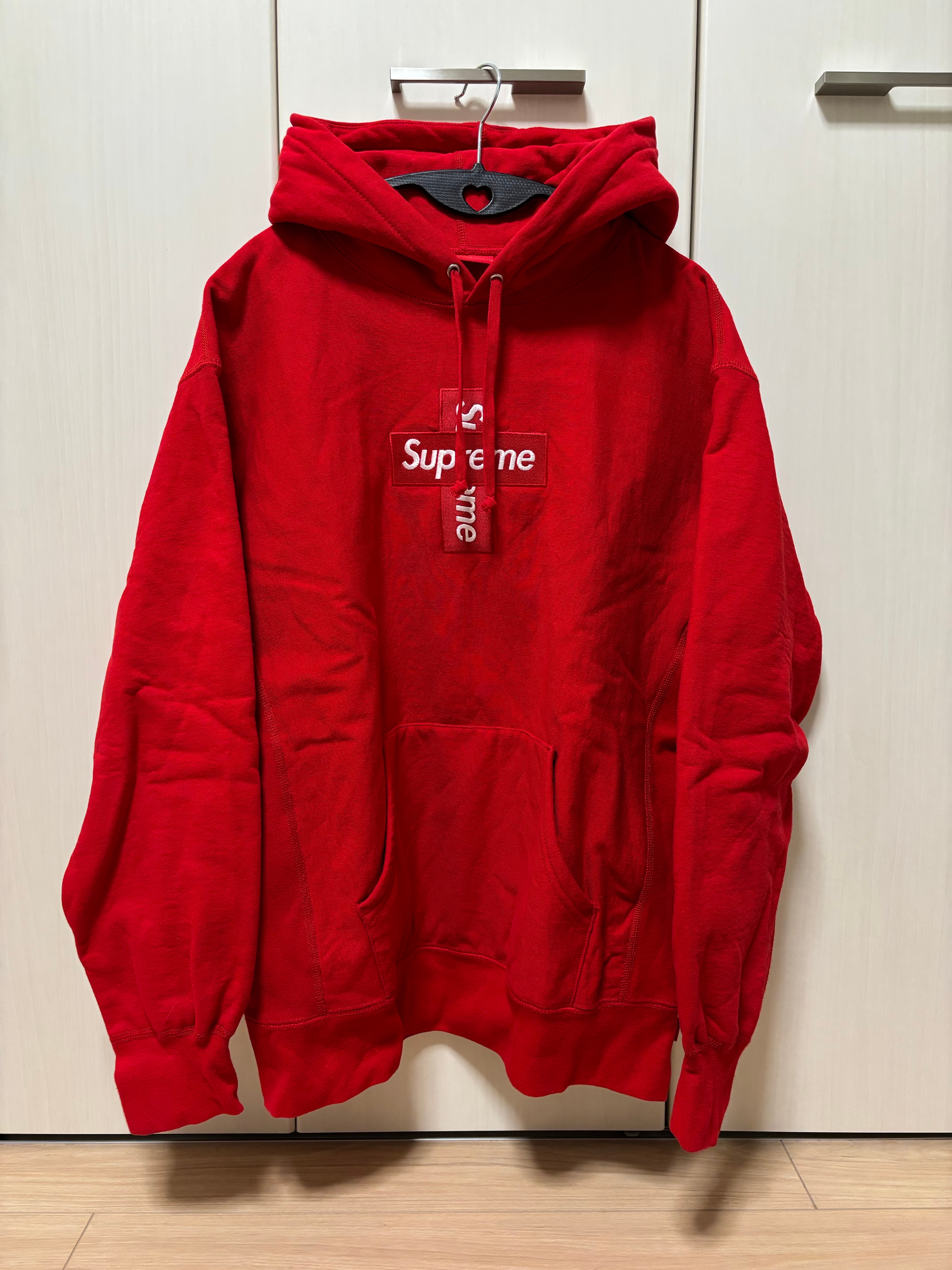 Supreme Cross Box Logo Hooded Sweatshirt "Red"