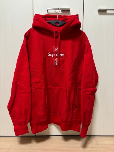 Supreme Cross Box Logo Hooded Sweatshirt "Red"