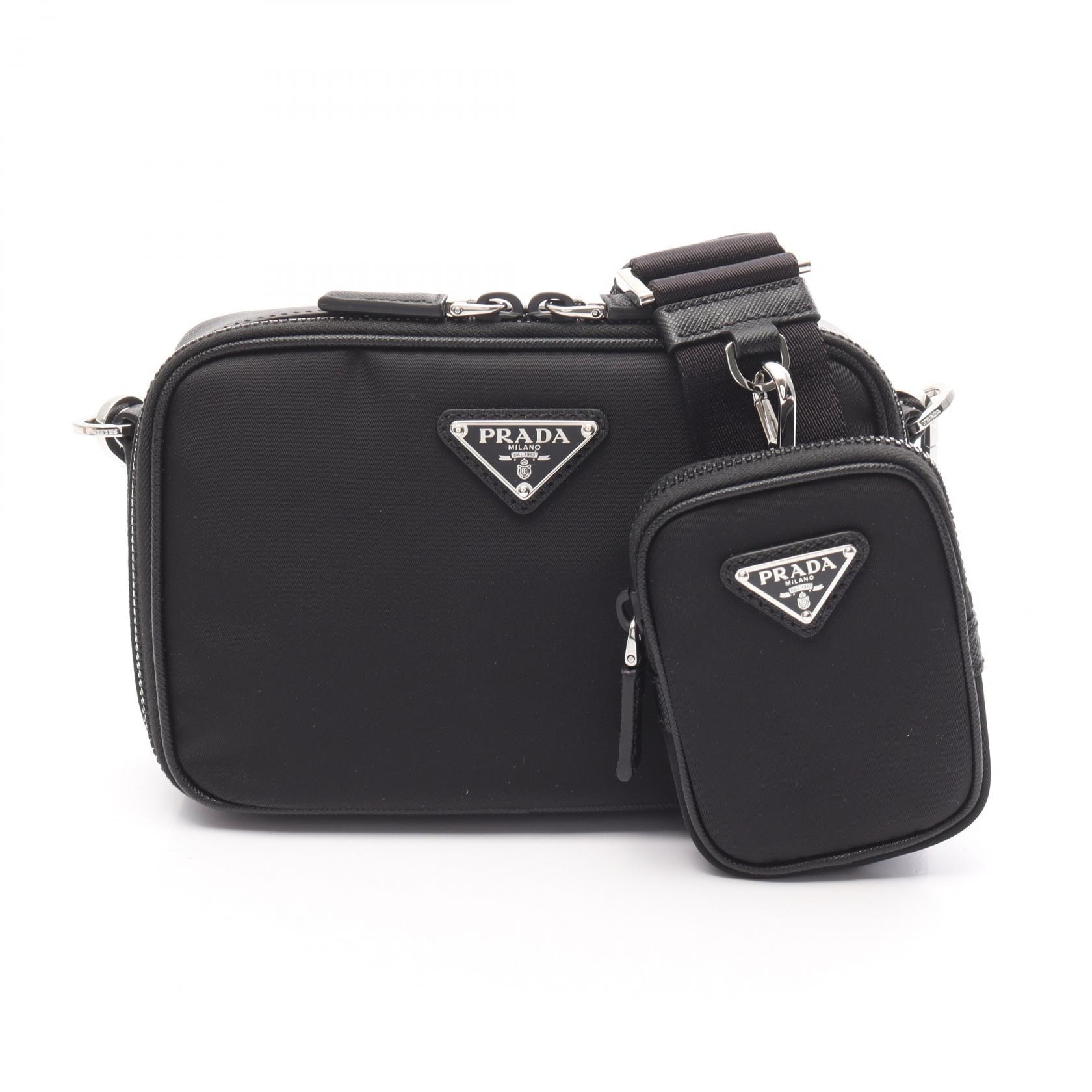 プラダ PRADA ブリック ショルダーバッグ バッグ ナイロン サフィアーノレザー メンズ ブラック系 2VH0702DMHF0002 【新品】