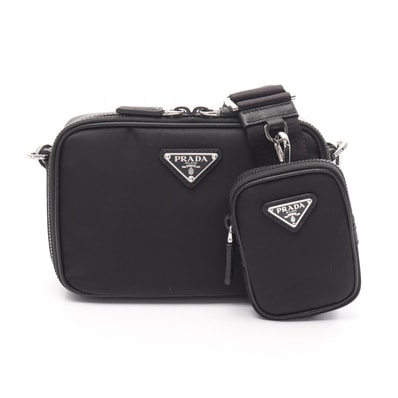 プラダ PRADA ブリック ショルダーバッグ バッグ ナイロン サフィアーノレザー メンズ ブラック系 2VH0702DMHF0002 【新品】