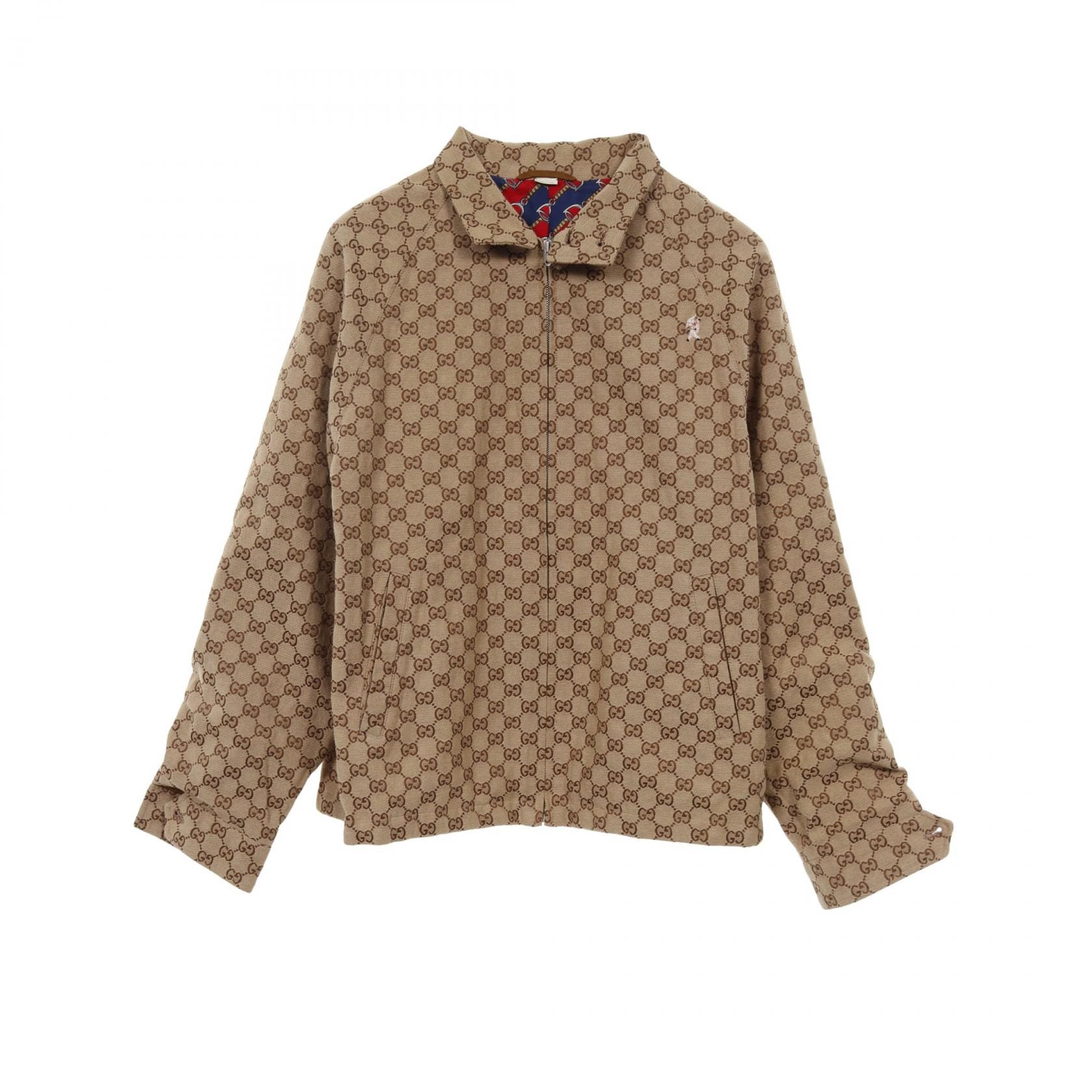 グッチ GUCCI GGジャガード ジップアップジャケット ブルゾン 衣料品 アウター コットン / ポリエステル メンズ ベージュ系 / ブラウン系 【中古】