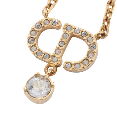 ディオール Dior PETIT CD ネックレス ジュエリー GP(ゴールドメッキ) ラインストーン レディース ゴールド系 / クリア系 【中古】