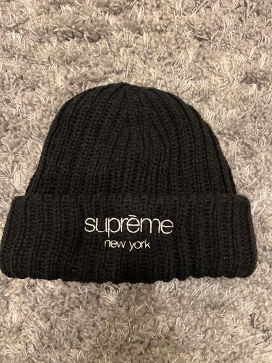 Supreme Classic Logo Chunky Ribbed Beanie "Black" (23FW)