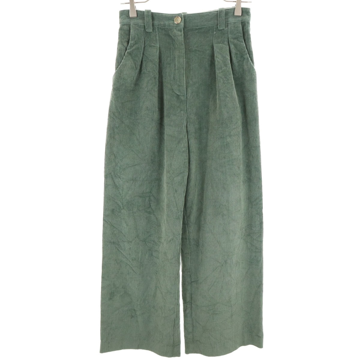 A.P.C. アーペーセー ツータック コーデュロイ ワイドパンツ 34 グリーン