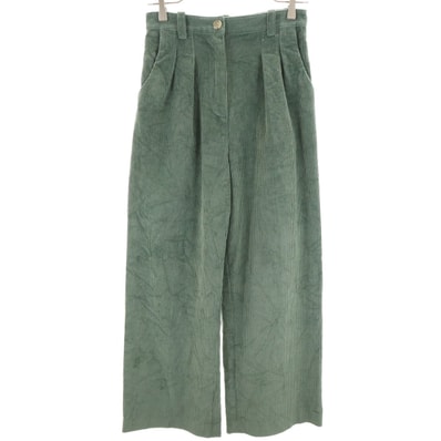 A.P.C. アーペーセー ツータック コーデュロイ ワイドパンツ 34 グリーン