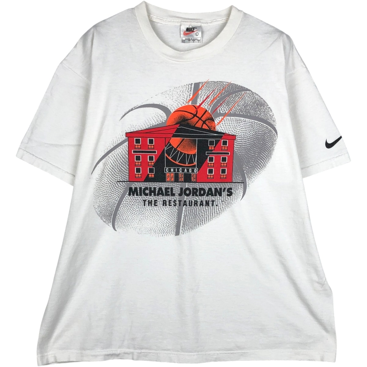 古着 90年代~ ナイキ NIKE MICHAEL JORDAN'S THE RESTAURANT マイケルジョーダンズレストラン スポーツプリントTシャツ USA製 メンズL相当/eaa623876