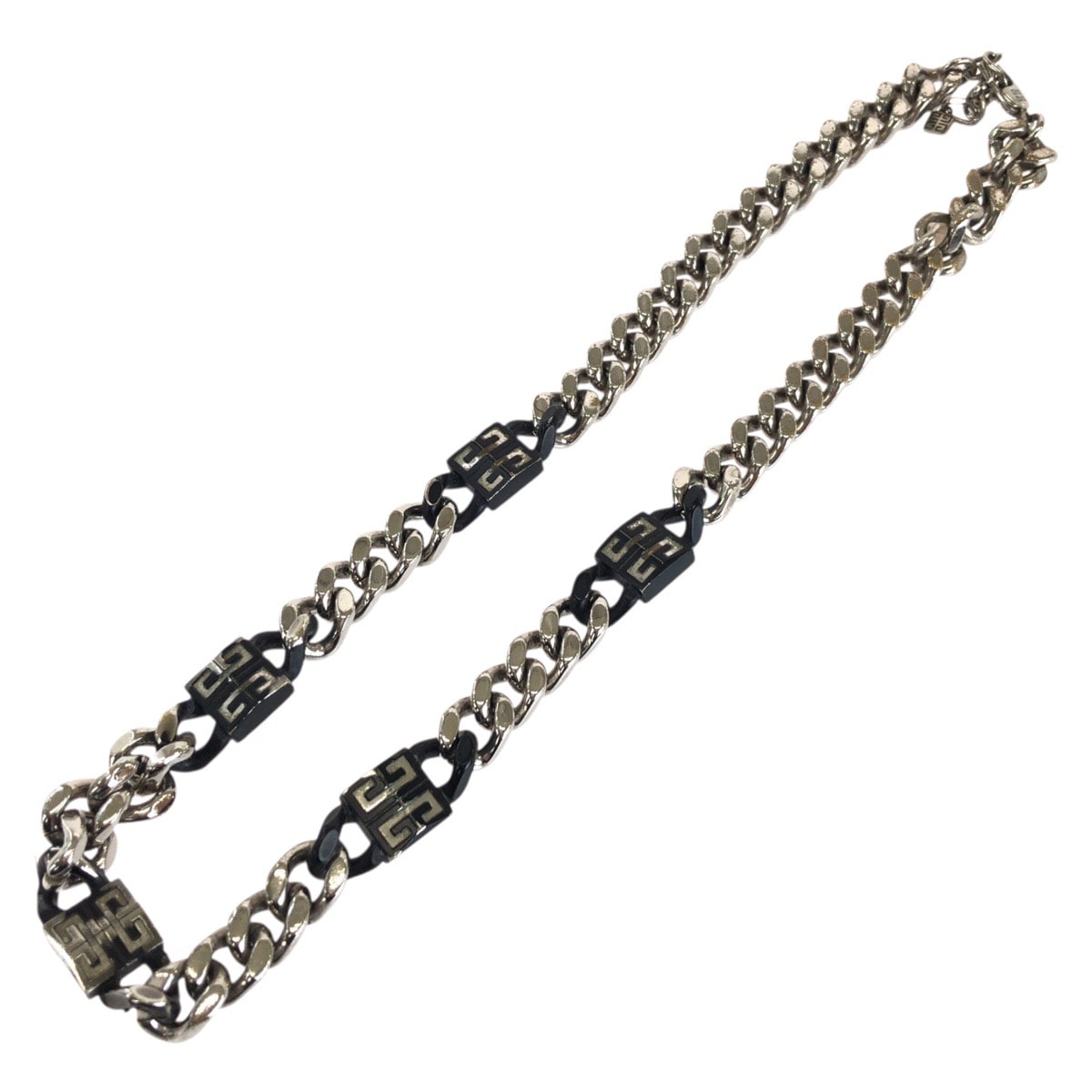 Givenchy ジバンシー 4G チェーン ブラック 黒 シルバー金具 真鍮 ネックレス 男女兼用 1-0294737 【中古】