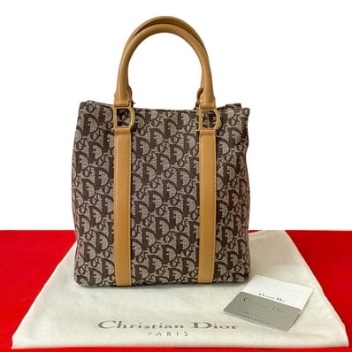 Christian Dior ディオール トロッター柄 レザー キャンバス ハンドバッグ ブラウン
29699