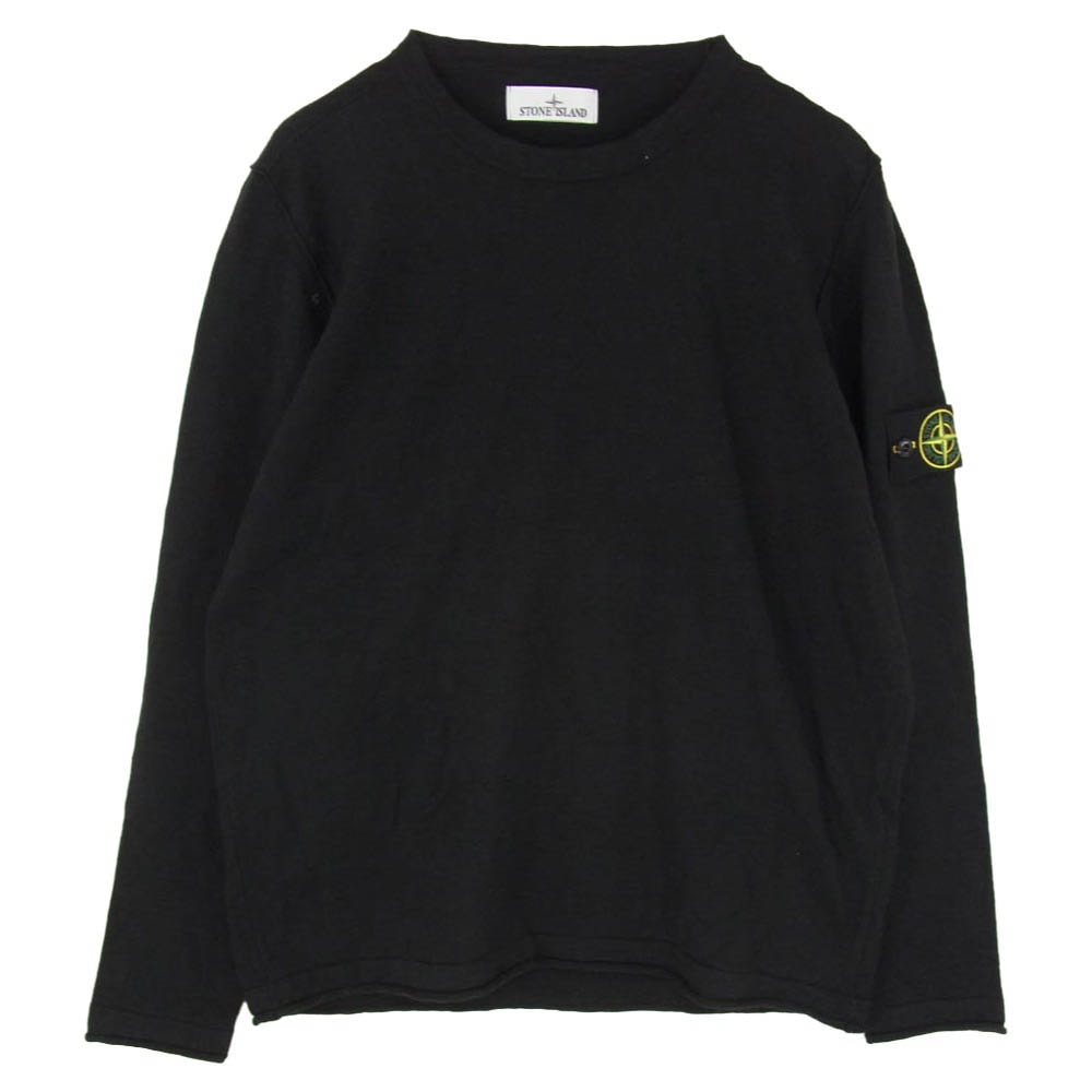 STONE ISLAND ストーンアイランド ロゴワッペン付き クルーネック ニット セーター ブラック系 XL【中古】