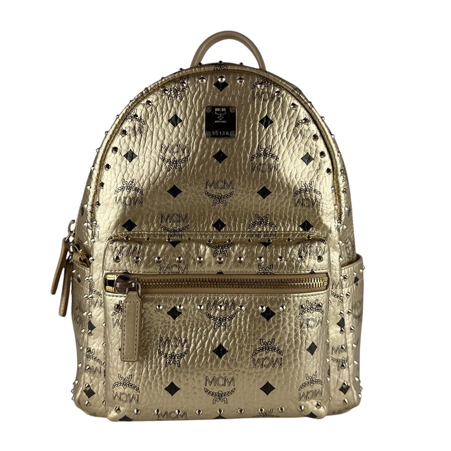 エム シー エム MCM リュック レザー/メタル ゴールド/ブラック レディース【中古】 z9891