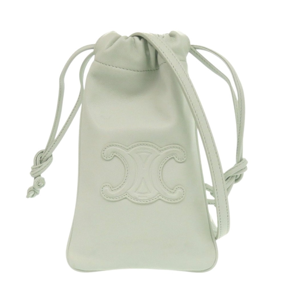 セリーヌ  トリオンフ ドローストリング フォンポーチ   レザー