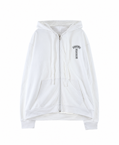 Chrome Hearts Arch Logo Zip Up Hoodie "White"