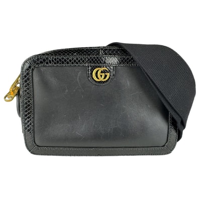 グッチ GUCCI ショルダーバッグ GGマーモント レザー/パイソン ブラック レディース 710861【中古】 z9172