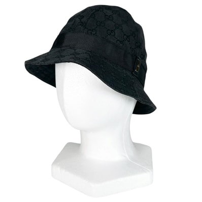 美品 GUCCI グッチ GGキャンバス ハット ポリエステル/コットン ブラック レディース バケット【中古】