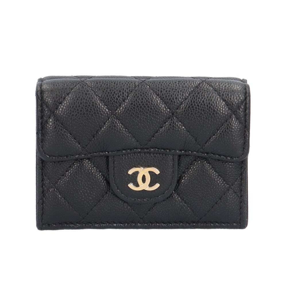 シャネル クラシックスモールウォレット 三つ折り財布 キャビアスキン AP0230 レディース CHANEL 中古