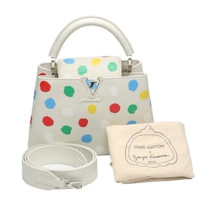 Louis Vuitton x Yayoi Kusama Capucines BB Taurillon Leather Painted Dots "Blanc"