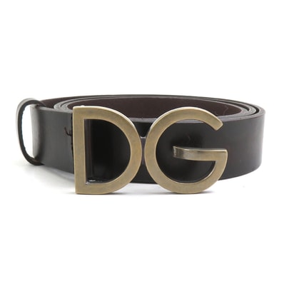 ドルチェアンドガッバーナ DOLCE&GABBANA ベルト レザー ブラウン メンズ【中古】 56560i