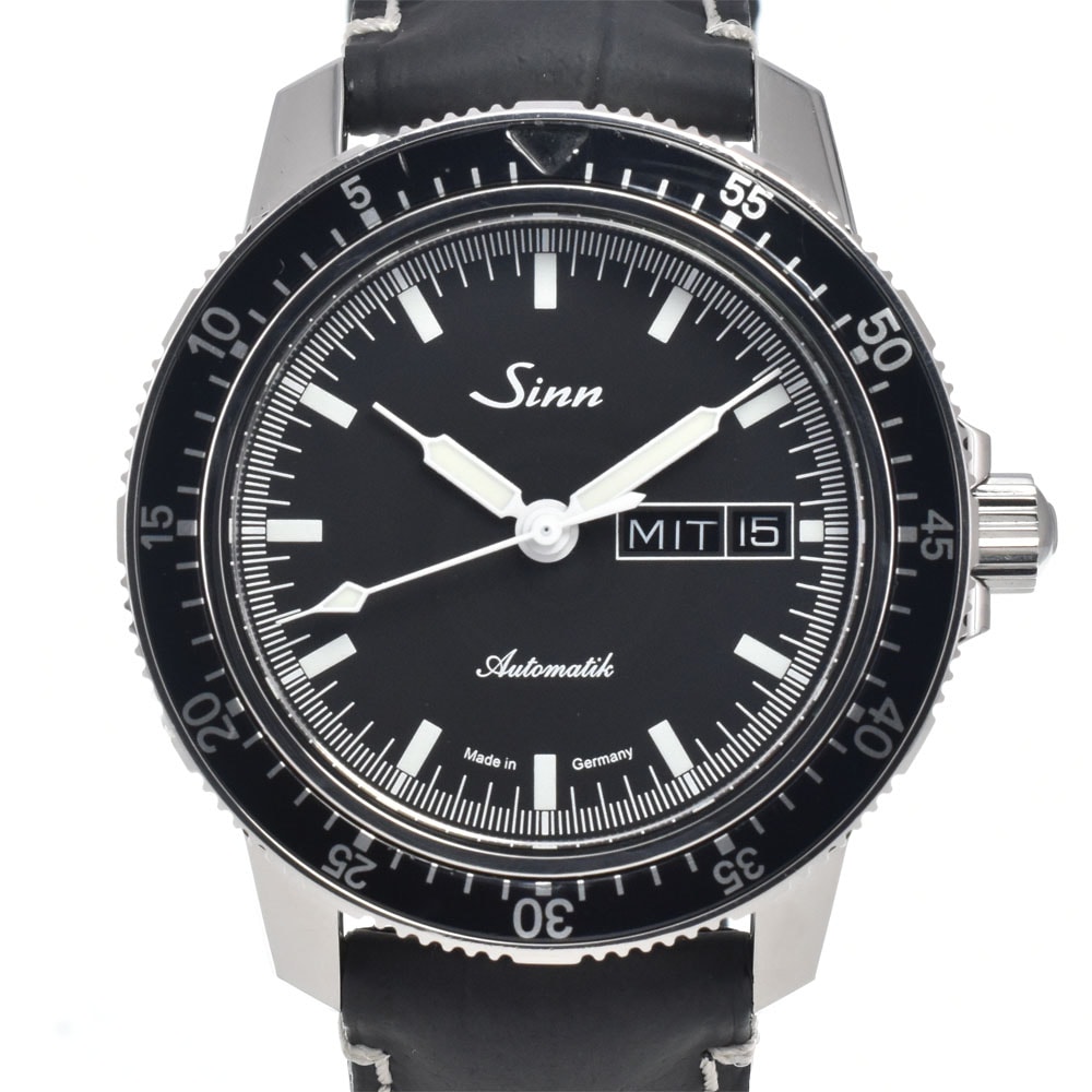 ジン Sinn 104.0886 104 パイロット ウォッチ デイデイト ブラック 自動巻き メンズ 腕時計 H#146551