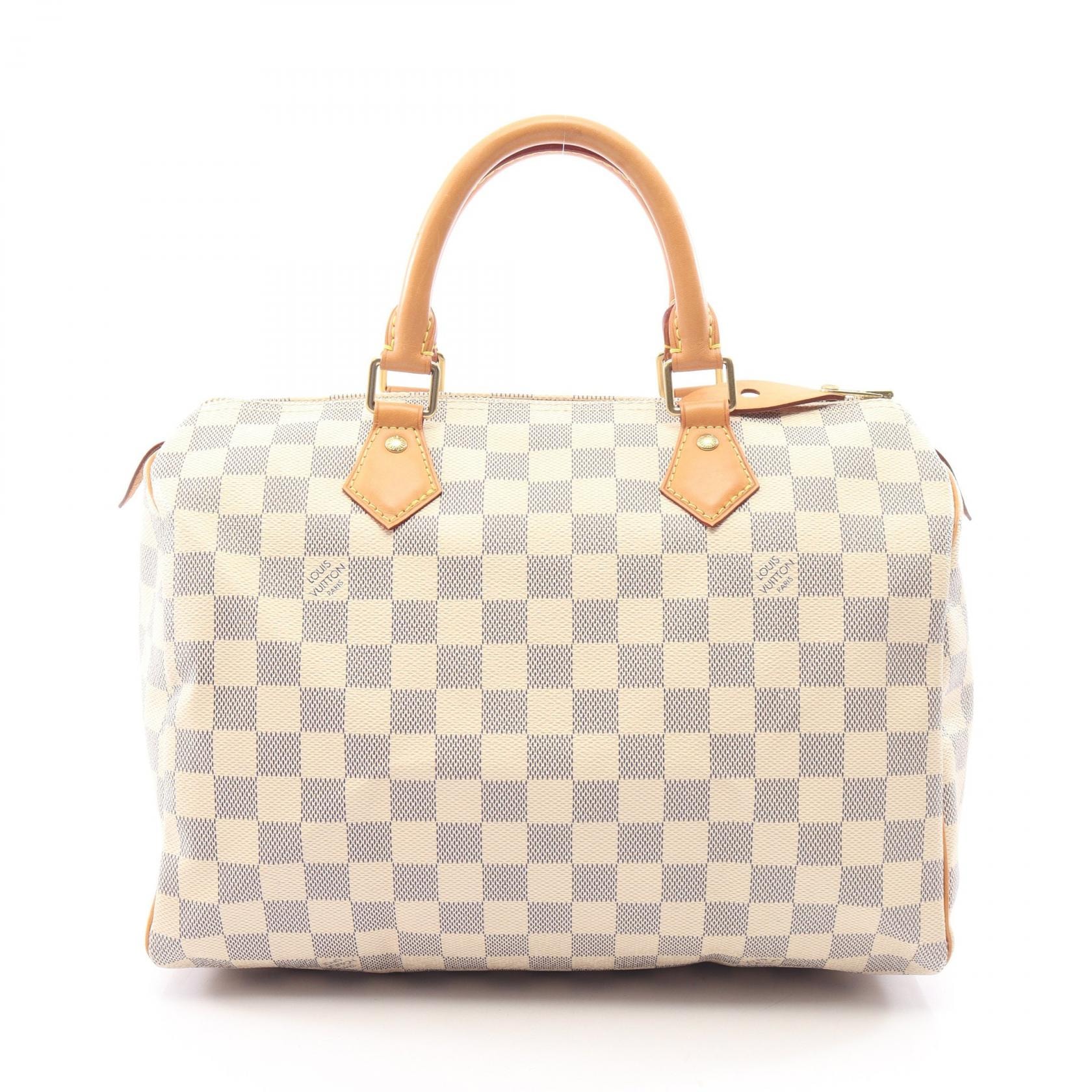 ルイ・ヴィトン LOUIS VUITTON スピーディ30 ダミエアズール ハンドバッグ バッグ PVCコーティングキャンバス レザー ダミエ・アズール レディース ホワイト系 N41533 【中古】