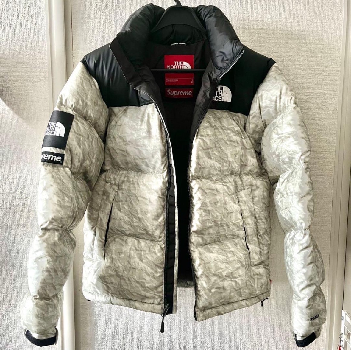 Supreme x The North Face Nuptse Jacket "White Paper Print"