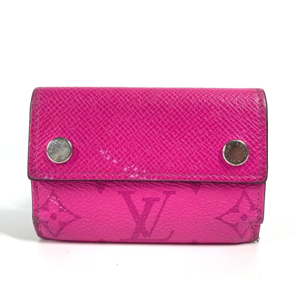 ルイヴィトン LOUIS VUITTON ディスカバリー コンパクトウォレット M30773 タイガラマ コンパクトウォレット 3つ折り財布 タイガレザー フィーシャ ピンク