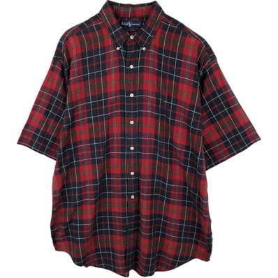 古着 ラルフローレン Ralph Lauren 半袖 ボタンダウン チェックシャツ メンズXL相当/eaa655308