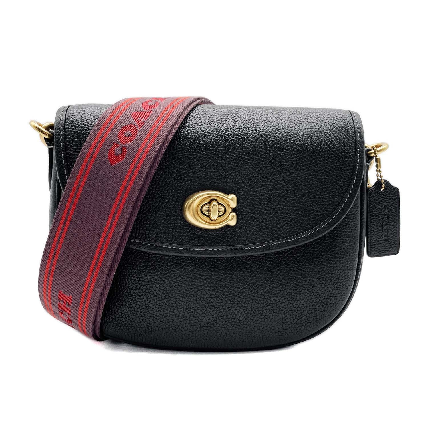 COACH コーチ ウィロウ サドル ショルダーバッグ
 ぺブル CA094 レザー ブラック レディース
 【中古】