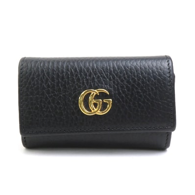 グッチ GUCCI キーケース GGマーモント レザー ブラック ユニセックス 456118【中古】 h31138a