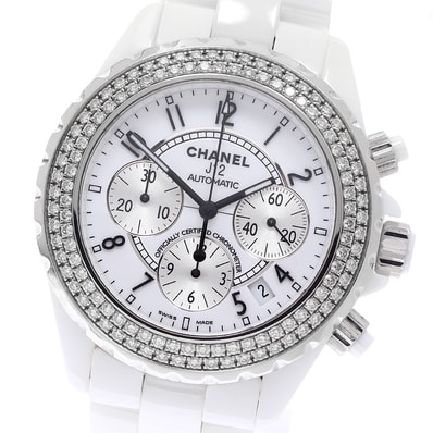 シャネル J12 クロノグラフ ダイヤベゼル H1008 メンズ 【中古】