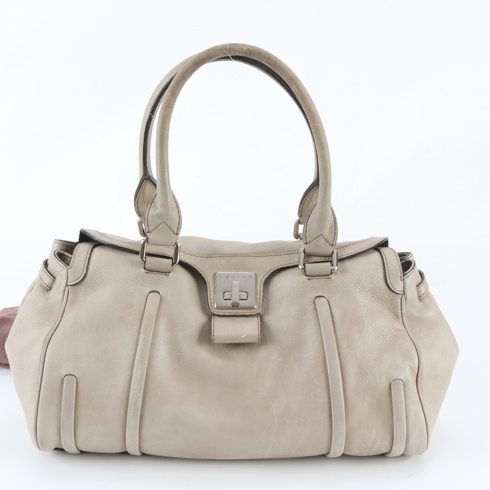 ■美品 セリーヌ シルバー 金具トート バッグ レザー