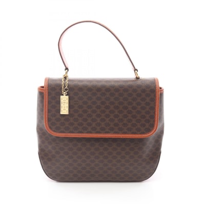 セリーヌ CELINE マカダム チャーム付き ハンドバッグ バッグ PVCコーティングキャンバス レザー レディース ブラウン系 【中古】