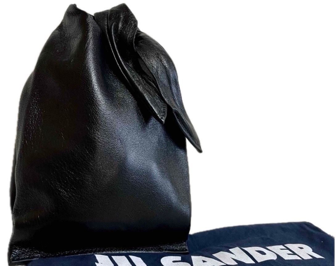 美品 JIL SANDER ジルサンダー オールレザー ハンドバッグ ブラック