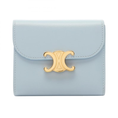 セリーヌ CELINE トリオンフ スモールフラップウォレット 三つ折り財布 財布 レザー レディース ブルー系 10D783DPV 【中古】