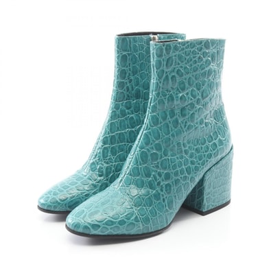 ドリスヴァンノッテン DRIES VAN NOTEN クロコ型押し アンクル ブーツ 靴 レザー レディース ブルー系 【中古】