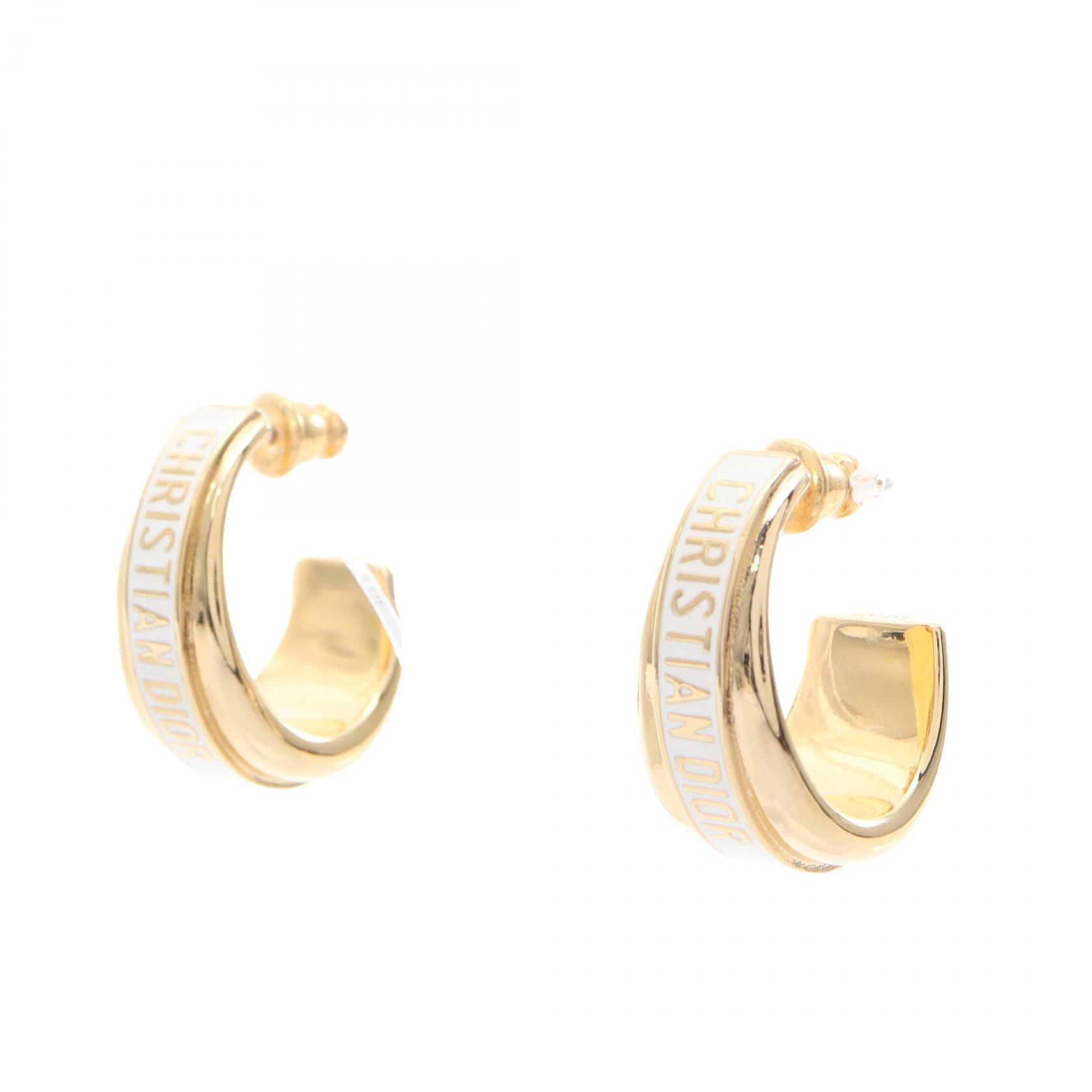 ディオール Dior Dior Code フープピアス ピアス ジュエリー GP(ゴールドメッキ) レディース ゴールド系 / ホワイト系 【中古】