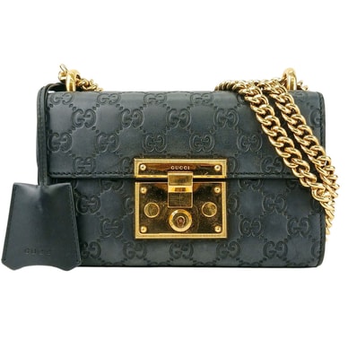 GUCCI グッチ パドロック GGスモール チェーンショルダーバッグ ショルダーバッグ 409487 レザー ブラック レディース【中古】
