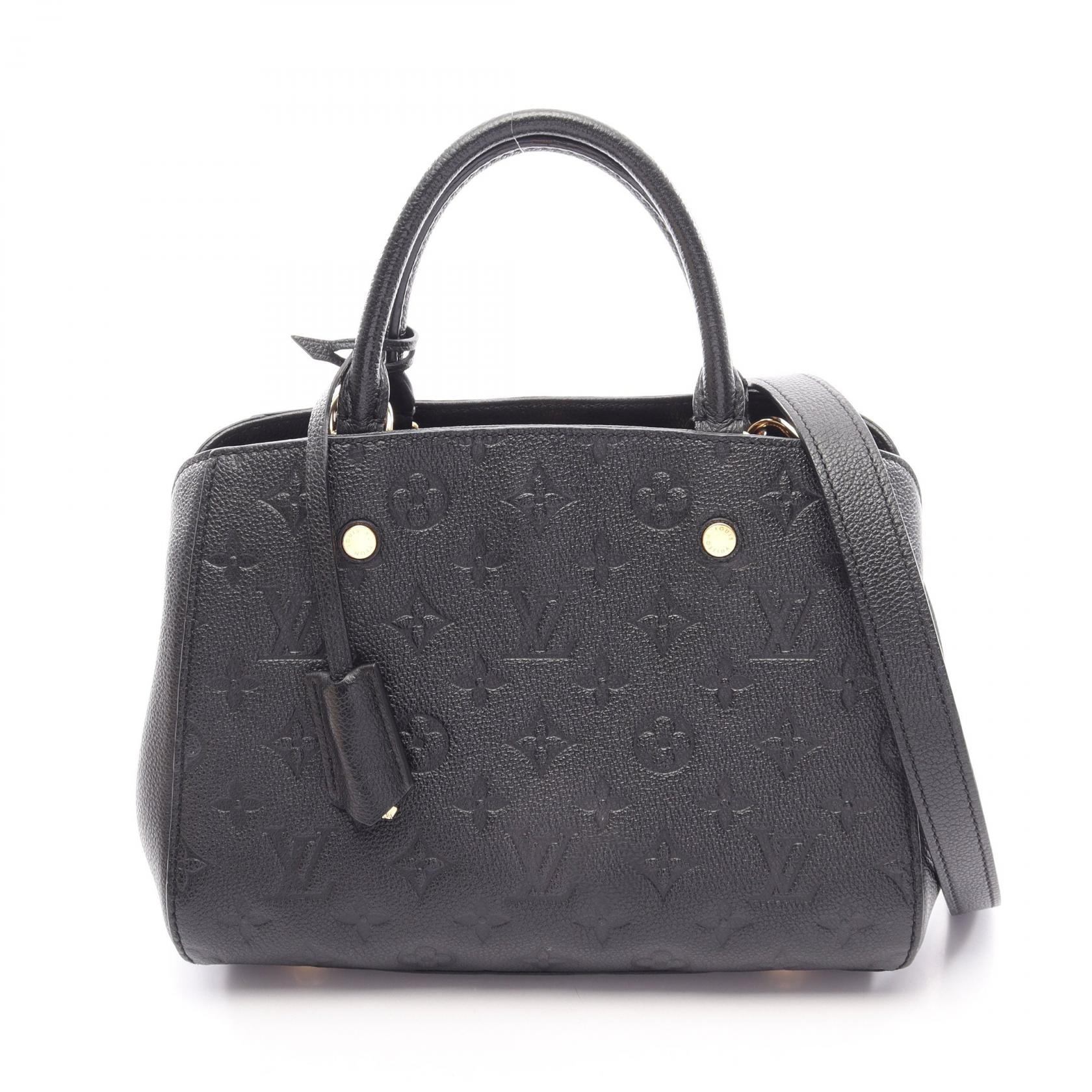 ルイ・ヴィトン LOUIS VUITTON モンテーニュBB 2WAY ハンドバッグ バッグ レザー モノグラム・アンプラント ノワール レディース ブラック系 M41053 【中古】